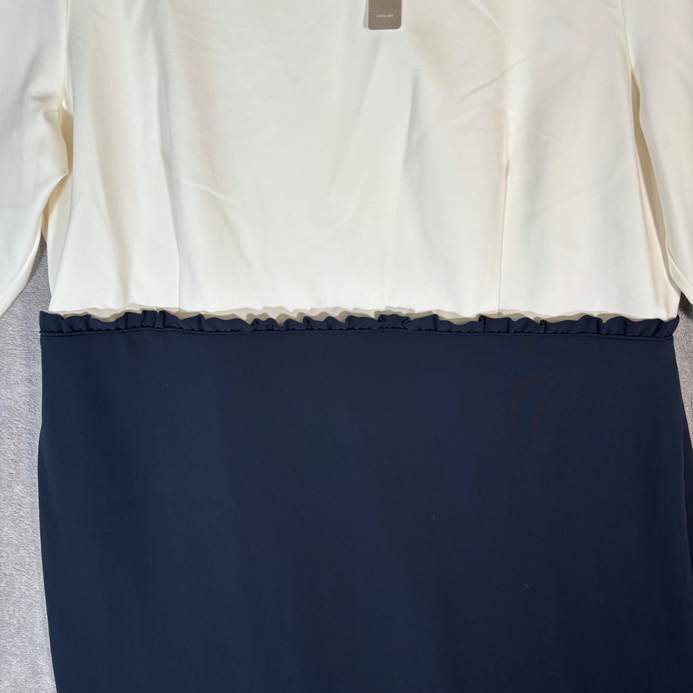 J.Crew 365 Womens Plus Size 22 Colorblock Sheath Dress Ivory Navy H3581 NEW - Picture 9 of 16